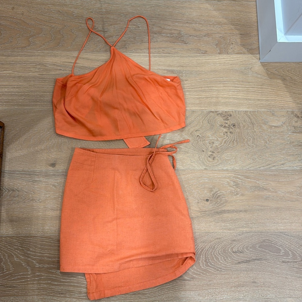 Orange Two-Piece Skirt Set - Women